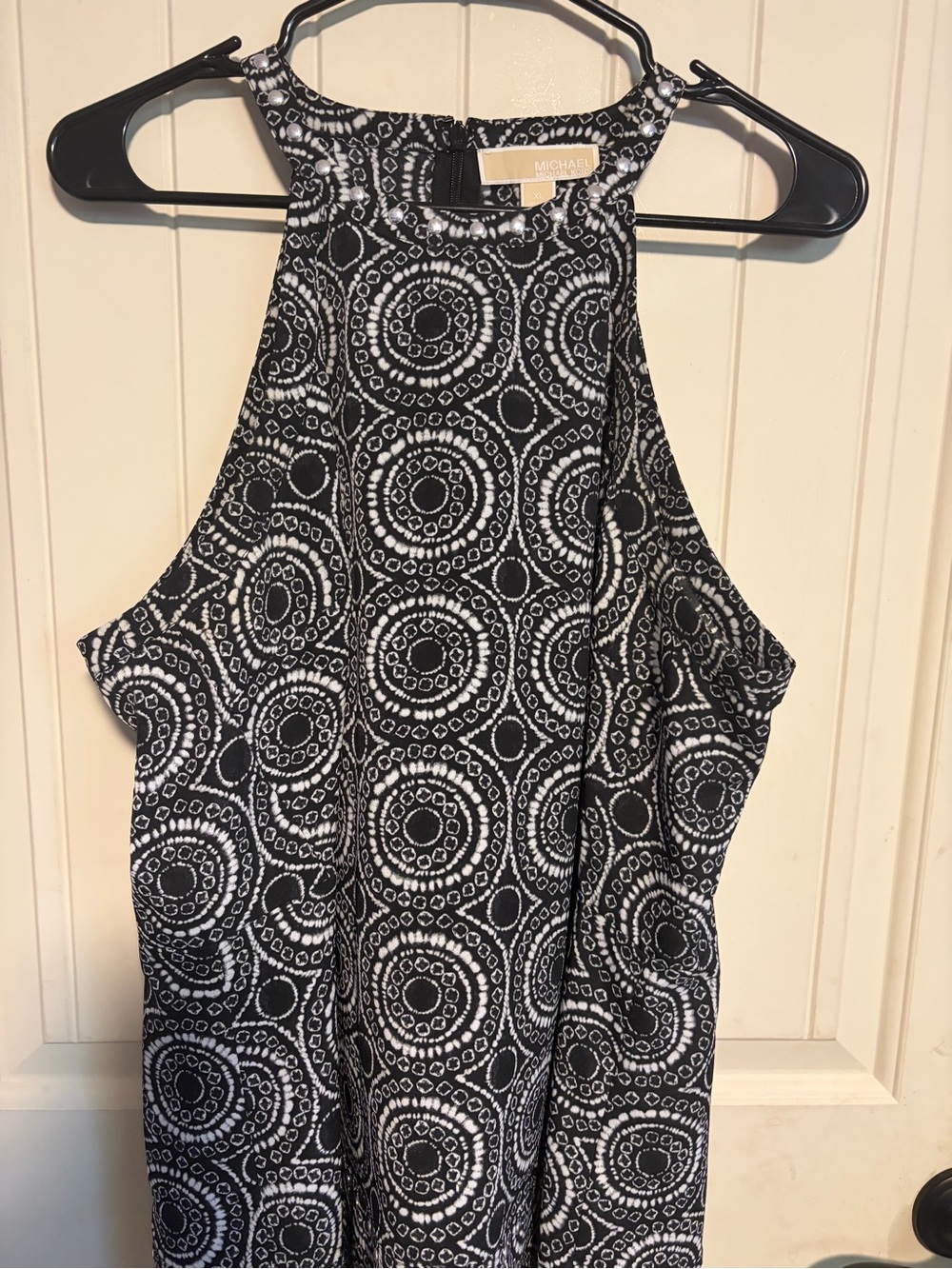 Michael Kors Black and White Halter-Style Tank Top